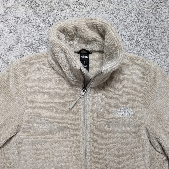 The North Face Osito Jacket Women's Small Beige Fleece Stand Up Collar Full Zip - Picture 6 of 9
